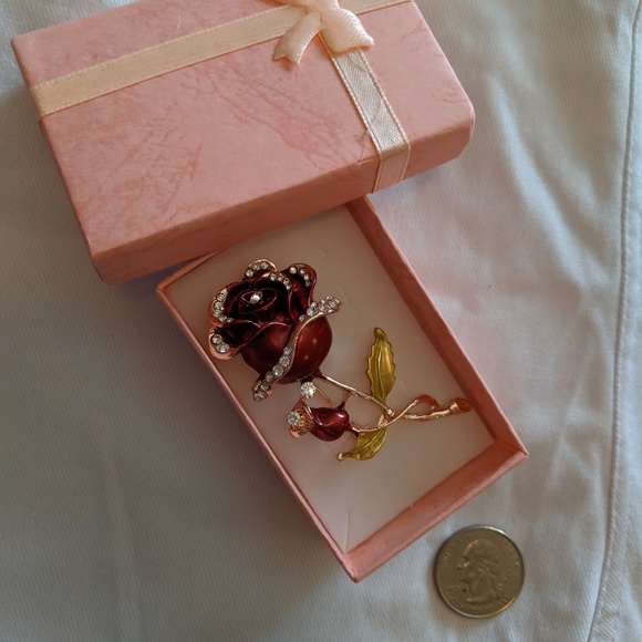 Hand Painted Rose Pin - Picture 1 of 4